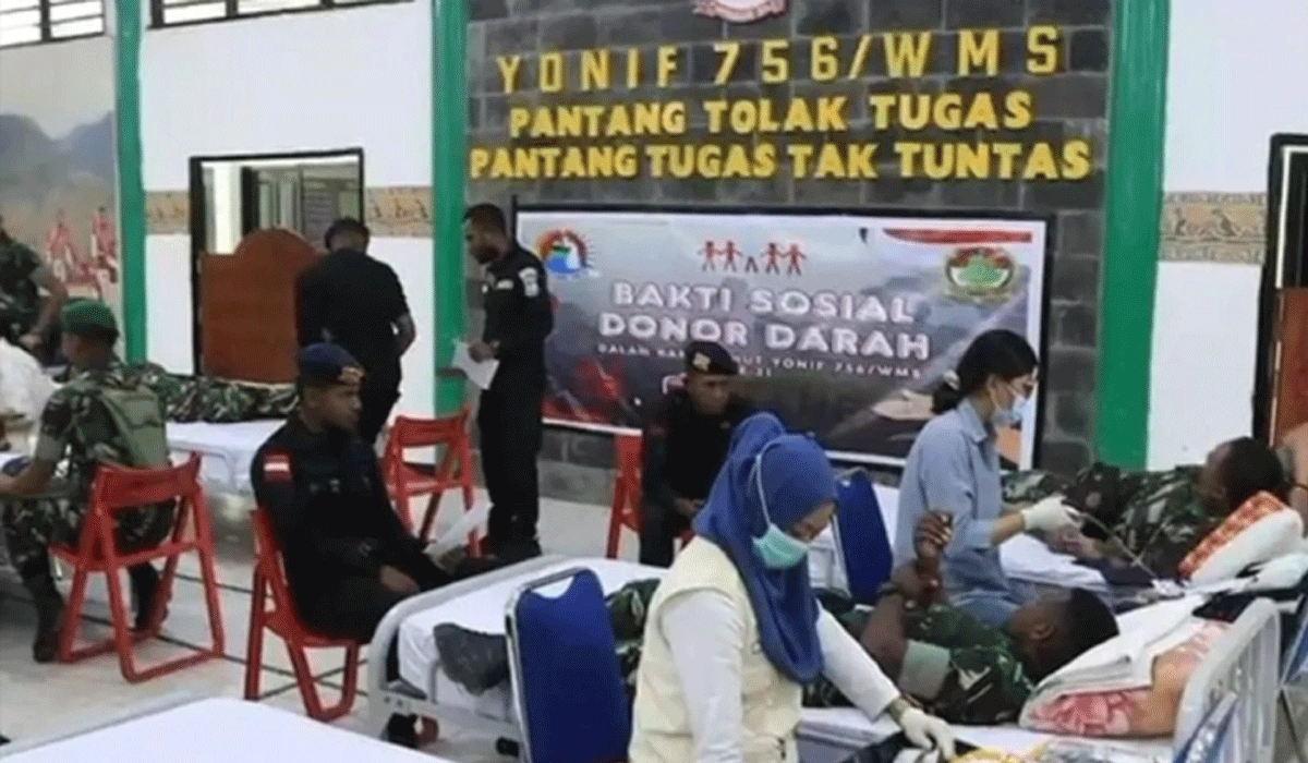 Yonif 756/WMS dan PMI Jayawijaya, Bersinergi Untuk Donor Darah